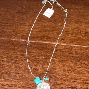 nwt lia sophia Silver and Turquoise Pendant Necklace